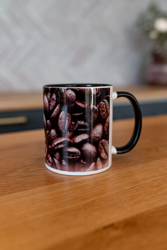 Krūzīte "Kafija" (ar melnu osiņu un iekšpusi)