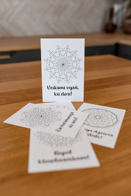 Mandalu kartītes ar atziņām latgaliešu valodā (5 gab.)